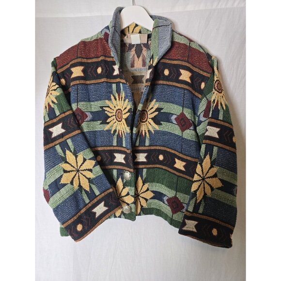 Vintage Painted Pony Southwest Aztec Tapestry Coat Size Small Women’s - Picture 7 of 15